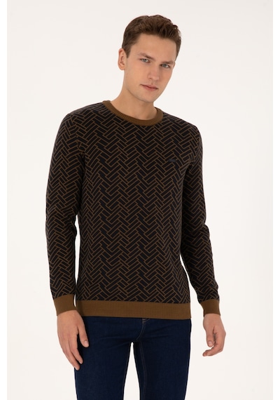 U.S. Polo Assn. Erkek Slim Fit Bisiklet Yaka Haki Kazak 50308343-VR027