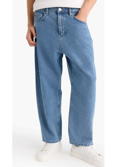 Defacto Tapered Wide Leg Fit Geniş Paça Jean Yıkamalı Pantolon F8397ax25aunm28 Mavi