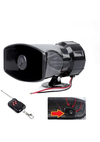 Her Araca Uyumlu Üniversal Uzaktan Kumandalı Siren 8 Farklı Siren Sesi Korna Güçlü Polis Sireni 12v 100w 00