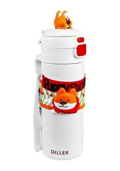 Diller Vagonlife Dıller Çelik Pipetli/pipetsiz Kullanım Silikon Tutmaçlı El Askılı Matara/termos D9231 480ml Beyaz