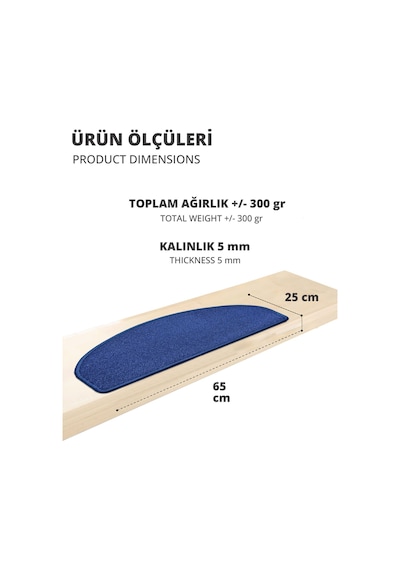 Yarım Ay Bukle Halıdan Ekonomik Basamak Ve Merdiven Paspası 16'lı - Lacivert Null