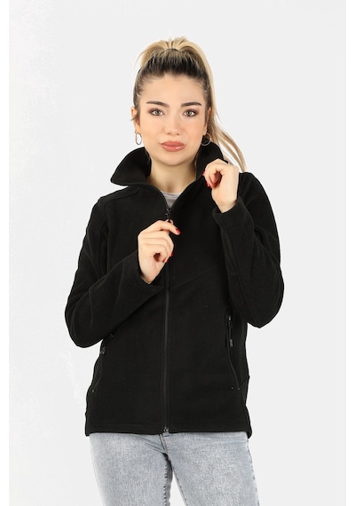 Kadın Balıkçı Fermuarlı Sweatshirt Siyah