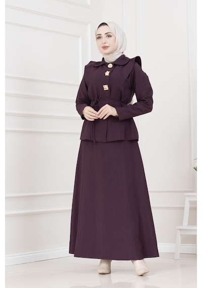 Royal Etekli İkili Bella Takım-mürdüm-5684 Mürdüm