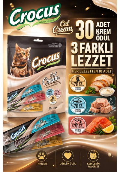 Crocus - 772 - Çoklu Tavuklu & Ton Balıklı & Somonlu Krema Kedi - Smglobal - Ödülü 30x15g