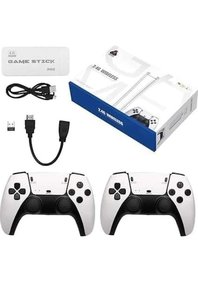 4k - 504 - Hd Görüntü Kaliteli Retro Game Stick 20000 Oyunlu Çift Kollu Beyaz - Aconcept - Game Stick