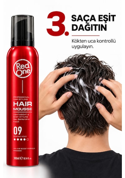 Redone Profesyonel Hair Styling Mousse Strong Hold No:9 & Kolay Şekillendirme, Güçlü Ve Esnek Tutuş 300 Ml