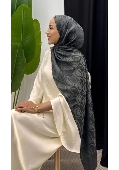 Aminenesil Halka Desen Şal Koyu Gri Renk
