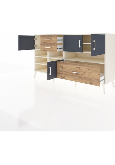 Kronos Konsol 7 Raflı 3 Çekmeceli 4 Kapaklı 176x59x99 Aytaşı-antr Aytaşı-antrasit/çam