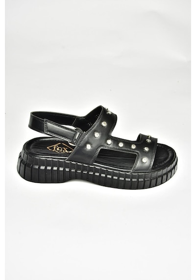 Fox Shoess610576609 Siyah Kalın Tabanlı Kadın Sandalet Siyah