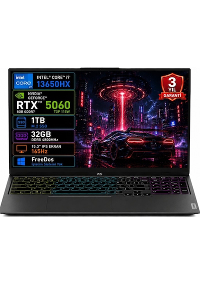 Lenovo LOQ 15IPH11 83SL001ATR-02 Core Ultra 7-356H 32 GB 1 TB SSD RTX5060 15.3" Free Dos Dizüstü Bilgisayar