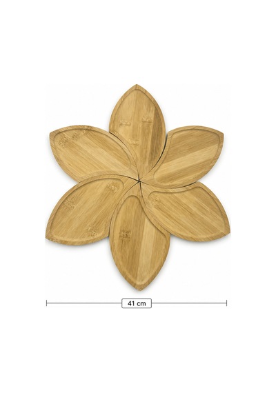 Flower - 6 Parça Bambu Çerezlik Sunumluk 41 Cm Bambu