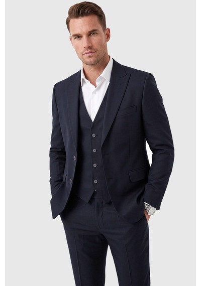 Rizzup Erkek Slim Fit Dar Kesim 3'lü Koyu Lacivert Takım Elbise Yelekli Çift Düğme Çift Yırtmaç Takım 2600509 Rizzup Erkek Slim Fit Dar Kesim 3'lü Koyu Lacivert Takım Elbise Yelekli Çift Düğme Çift Yırtmaç Takım 2600509
