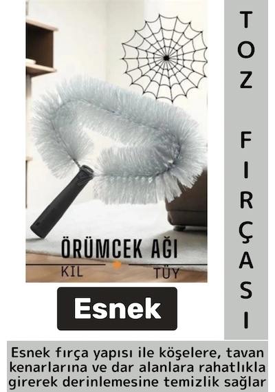 Ergonomik Tutuş Hafif Esnek Zor Nokta Köşe Tavan Lamba Perde Tüy Toz Örümcek Ağı Temizleme Fırçası