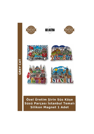 Özel Üretim Şirin Süs Köşe Süsü Parçası İstanbul Temalı Silikon Magnet 1 Adet