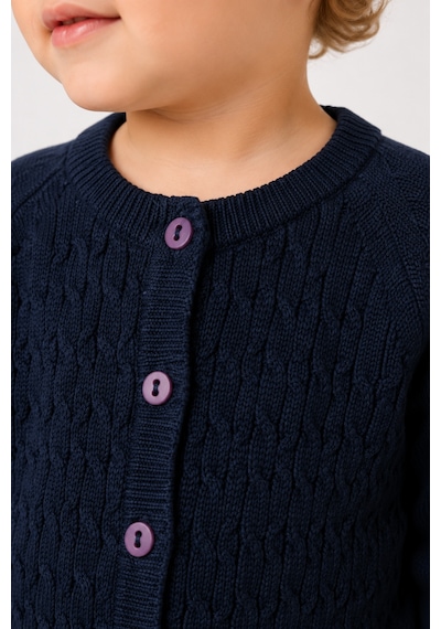 Babyhola Unisex Triko Saç Örgülü Alt Üst Bere 3'lü Takım 22108 Lacivert