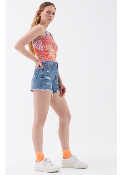Regular Fit Kadın Şort mavi