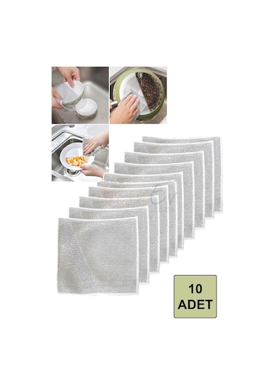 Premium Çift Katlı Çizilmez Tel Bulaşık Bezleri 10 Adet
