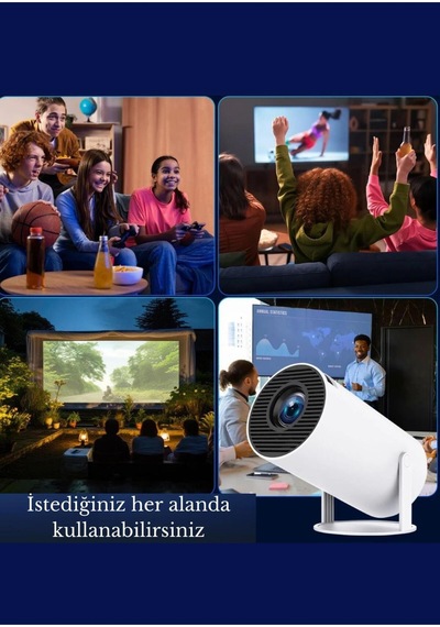 Taşınabilir Sinema Projeksiyon 720p Ev Sineması Bluetooth Android Akıllı Projektör