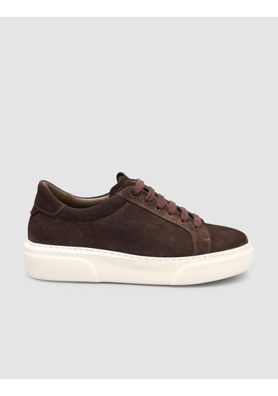 Monamae %100 Hakiki Süet Deri Kahverengi Kadın Sneaker Kahverengi