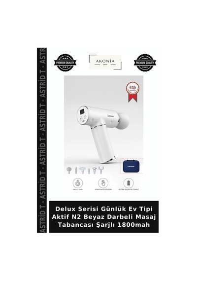 Delux Serisi Günlük Ev Tipi Aktif N2 Beyaz Darbeli Masaj Tabancası Şarjlı 1800mah
