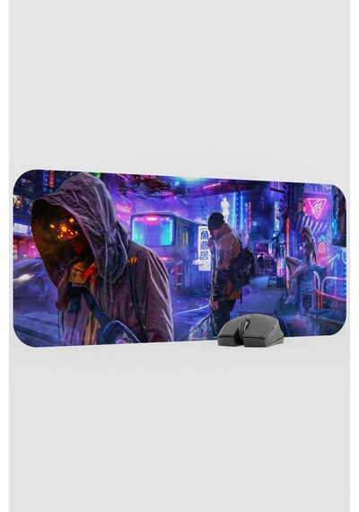 Dijital Cyberpunk Adam Kadın V4 70x30 Xl Gaming Kauçuk Kaymaz Taban Mouse Pad Fare Altlığı
