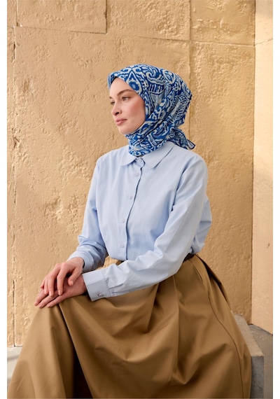 Silk Home Soft Eşarp 73099-18 Saks, Bebe Mavi, Beyaz