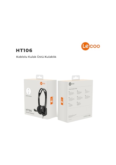 Lecoo HT106 USB Kablolu Mikrofonlu Kulak Üstü Kulaklık Siyah