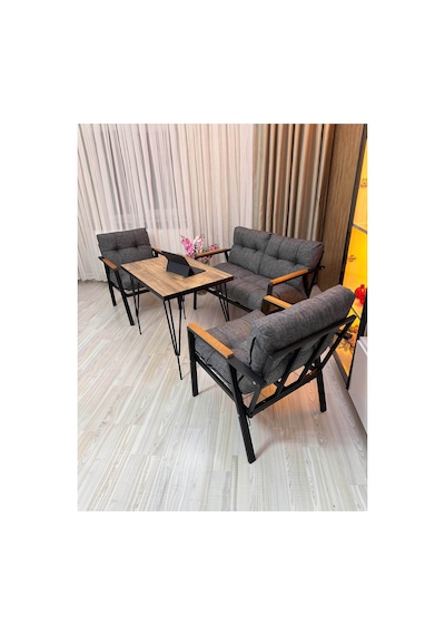 Houseart Gül Metal Bahçe Koltuk Takımı 2+1+1 Masalı Balkon Teras Cafe Oturma Grubu Gri Houseart Gül Metal Bahçe Koltuk Takımı 2+1+1 Masalı Balkon Teras Cafe Oturma Grubu Gri