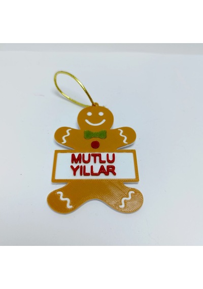 Kurabiye Adam-mutlu Yıllar Yazılı - Çam Ağacı Süsü 3lü