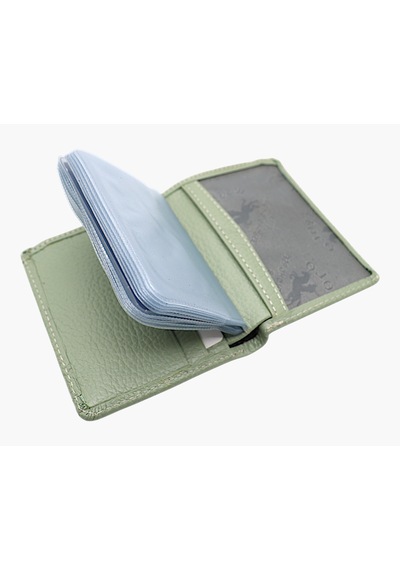 Westpolo Darius Bol Şeffaf Kartlık Bölmeli Unisex Hakiki Deri Cüzdan Kartlık - Mint Yeşili Mint