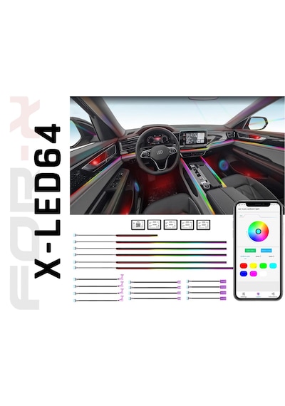 For-x X-led64-64 Renk-müziğe Duyarlı-app Telefon Kontrollü-rgb Ambiyans Led Aydınlatma 1 Adet