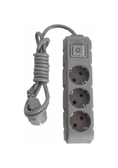 3lü Anahtarlı Grup Priz 2 Metre 16a 250v, Üçlü Topraklı Uzatma Kablosu 2 Metre Gri Renk 0