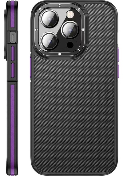 Apple Uyumlu iPhone 14 Pro Max Kılıf Mat Transparan Karbon Fiber Görünümlü Wlons Marin