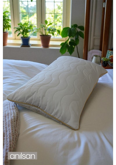 Biyeli Kapitone Deluxe Pamuklu Fermuarlı Yastık Koruyucu Kılıf 50x70 Cm Beyaz