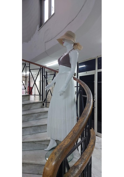 Eren Style Beli Lastikli Astarlı Uzun Şifon Etek-8960 Beyaz