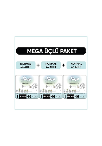 Bio Natural Premium Plus Hijyenik Ped Mega Paket Normal 46x3 138 Adet