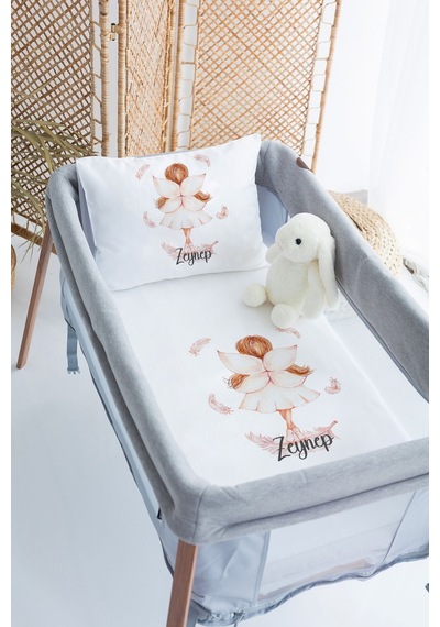 %100 Pamuk Saten İsme Özel 70x120 Park Yatak Nevresim Seti Peri-kızı