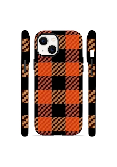 Velvoria Valestra Orange Buffalo Check Apple iPhone Uyumlu 14 Darbe Korumalı Kılıf Valestra Select - Orange Buffalo Check