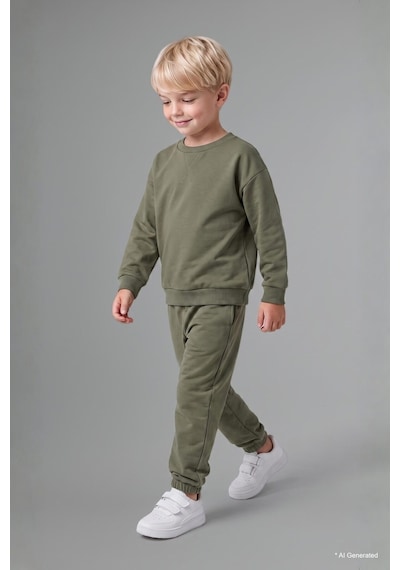 Defacto 2li Uzun Kollu Sweatshirt Elastik Belli Eşofman Altlı Haki Takım Erkek Bebek H5617a526aukh458 Haki-kh458
