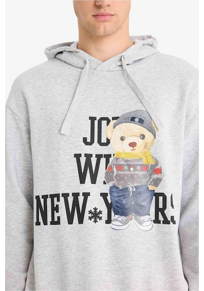 Defacto Boxy Fit Kapüşonlu Baskılı Sweatshirt F2248ax25wngr389 Gri