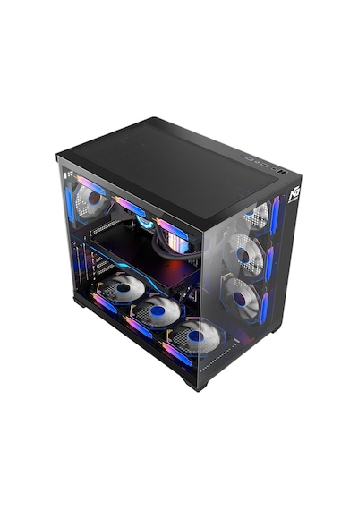 Alpha Elite 7x Argb Fan Kumanda Ve Kontrolcü Atx Boş Bilgisayar Kasası Siyah