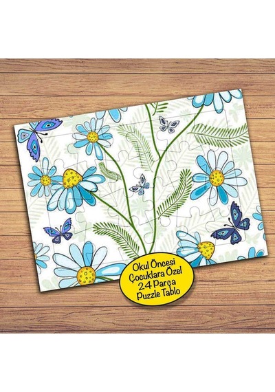 Mavi Papatyalar Çocuklara Özel Puzzle Yapboz Tablo-29748