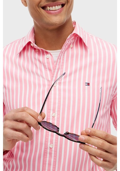 Tommy Hilfiger Çizgili Pamuklu Regular Fit Uzun Kollu Gömlek Erkek Gömlek Mw0mw43315 0d1 Pembe-beyaz Tommy Hilfiger Çizgili Pamuklu Regular Fit Uzun Kollu Gömlek Erkek Gömlek Mw0mw43315 0d1 Pembe-beyaz