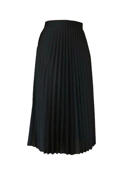 Eren Style Pileli Pamuklu Dokuma Viskon Kışlık Etek 95 Cm - 38-48 Siyah