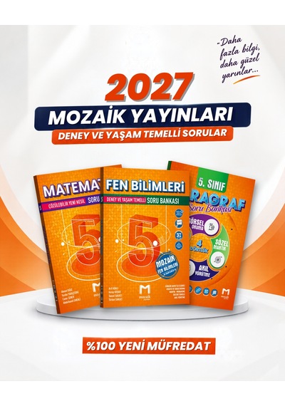 Mozaik Yayınları 2027 5. Sınıf Matematik + Fen Bilimleri + Paragraf Yeni Müfredat Bağlam Temelli Soru Bankası Seti 3 Kitap