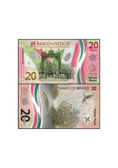 Meksika 2022 Yılı 20 Pesos Polimer Kağıt Para Çil Unc Koleksiyon Para