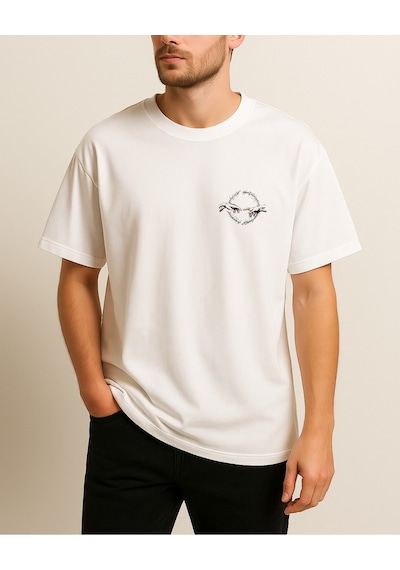 Just Eat Tasarımlı Baskılı T-shirt Beyaz