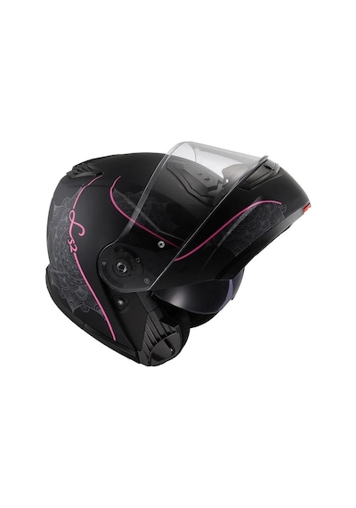 Ls2 Strobe2 Lux Çene Açılır Motosiklet Kaskı Mat Siyah - Pembe