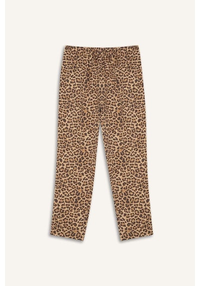 DeFacto Carrot Fit Leopar Desenli Modal Kumaş Pantolon Çift Cepli Yüksek Bel Düz Paça E6360AX25SPBN226