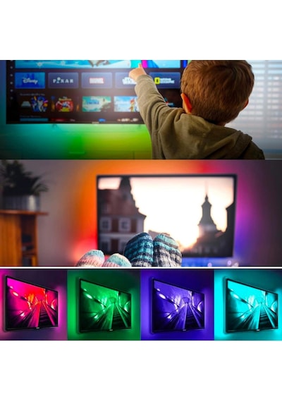 Tv Arkası Animasyonlu Rgb Şerit Led Seti Kumandalı 3 Metre - Cata - 5v Usb Girişli
